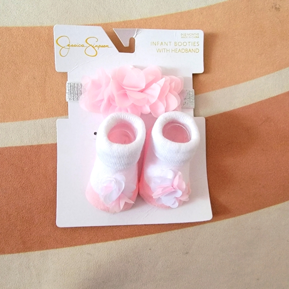 Jessica Simpson Infant Booties with Headband